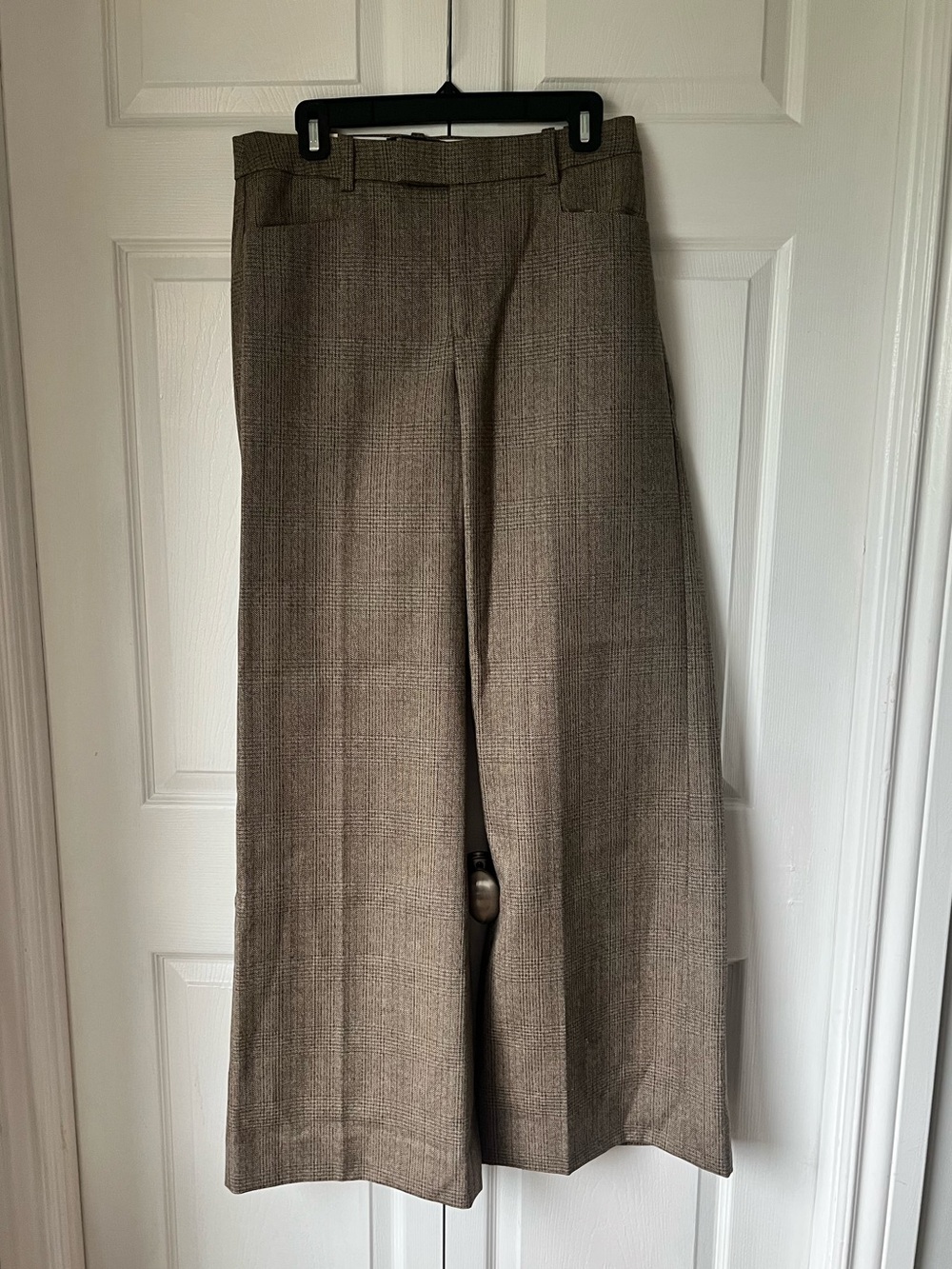 NWT Banana Republic - Wide Leg High Rise 100% Wool Trousers in Brown Herringbone
